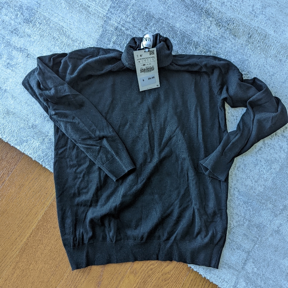 NWT ZARA MAN MEN TURTLENECK SWEATER BLACK MEDIUM
